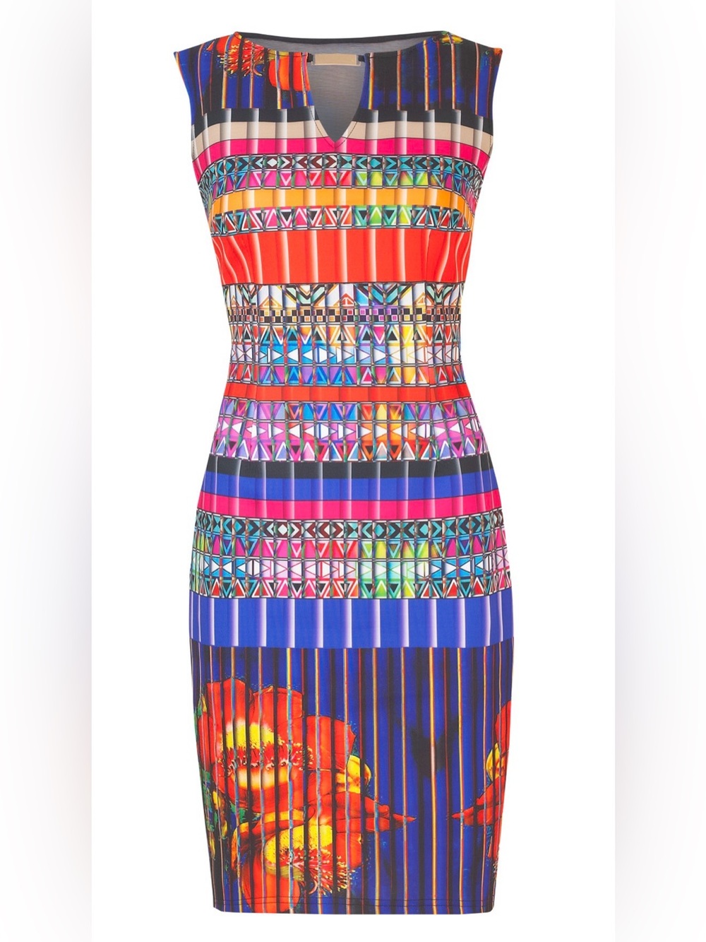 Joseph Ribkoff Multicolored Floral Sleeveless Sheath Dress Size 10